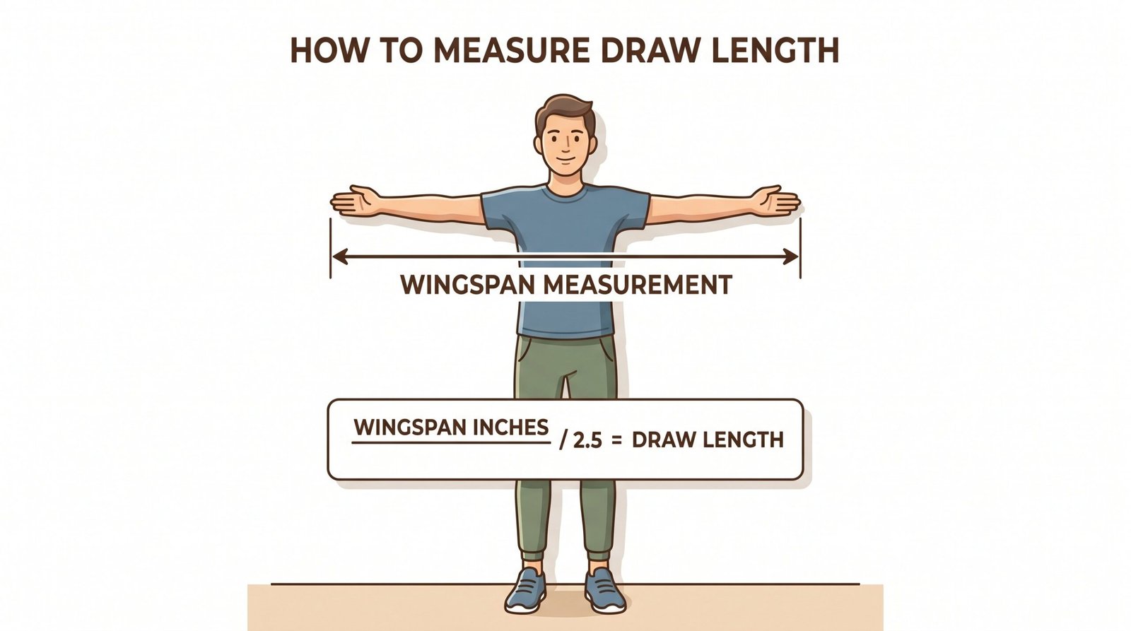 how to measure draw length for a compound bow using the wingspan divided by 2.5 method